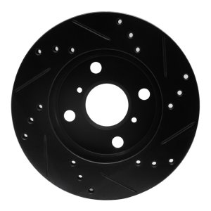 Toyota Echo Brake Rotor (1) - Front Left - R1 Concepts - Drilled & Slotted - Black - `99-`05